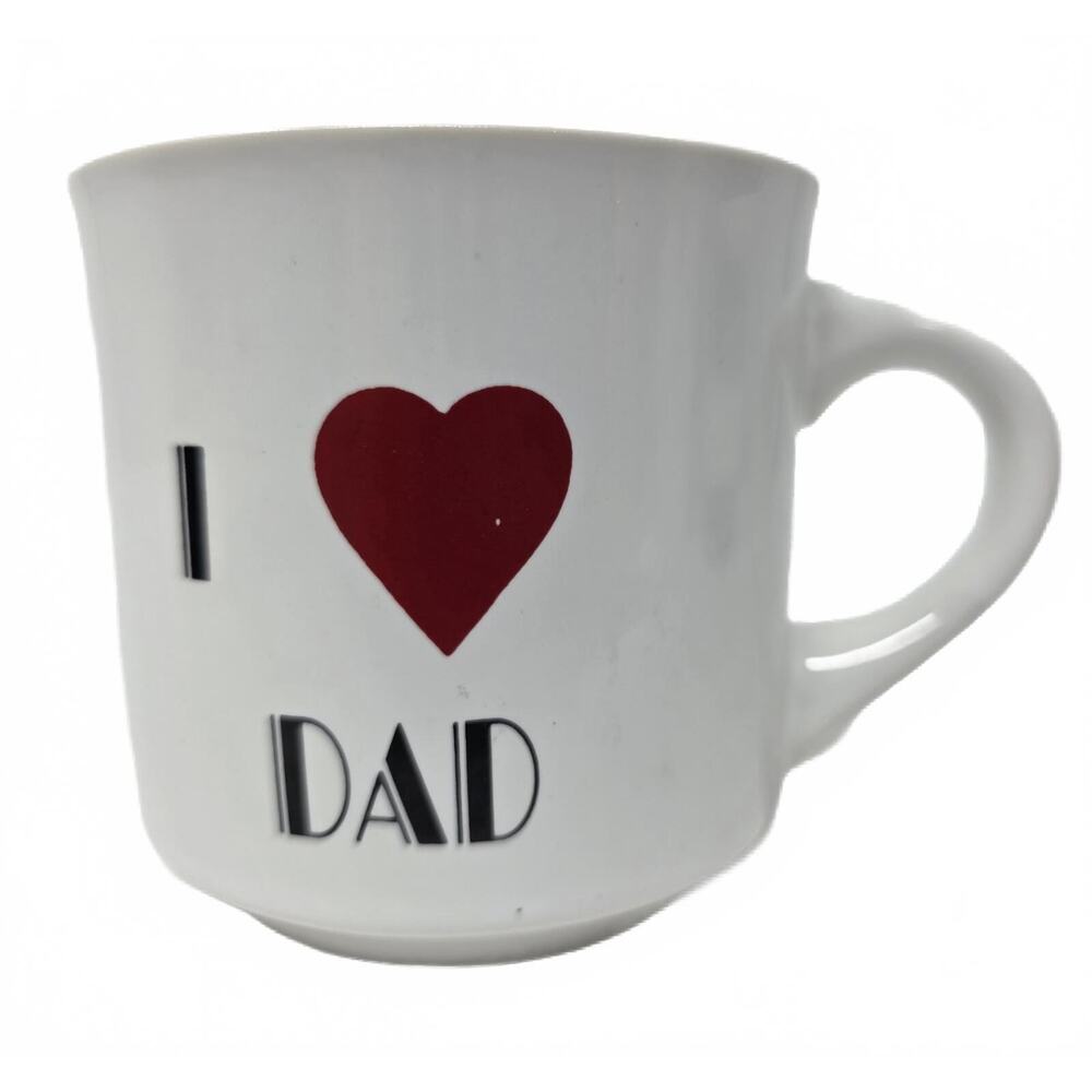Vintage I Love Dad Mug Papel Ceramic Coffee Cup Minimalist Father Gift 1980s